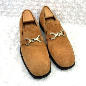 Men’s Apollo Tan Suede Horse Bite Loafer Size 11.